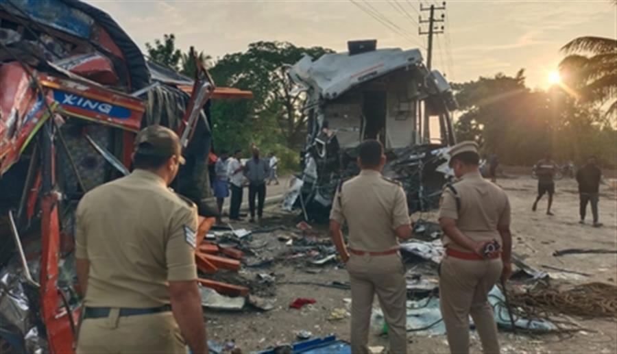 Four killed in head-on collision between sleeper bus and truck in Karnataka