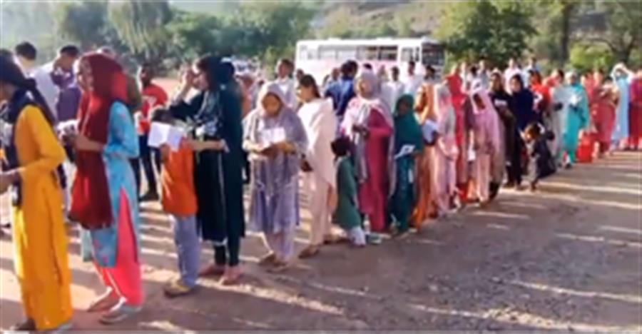Long queues outside polling booths in Jammu-Reasi LS constituency
