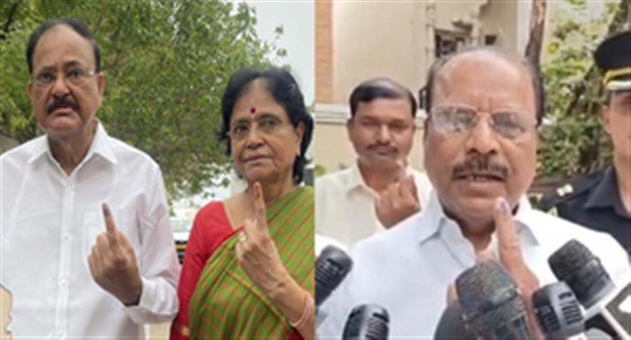 Ex Vice-President, Tripura Governor cast votes in Hyderabad